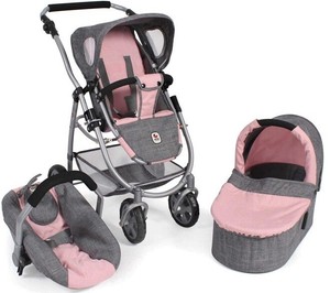 Combi 3 en 1 poupee / poupon : poussette landau cosy - 67x43x77cm
