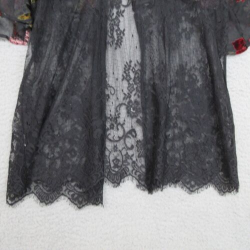 Copri kimono Dark Romance donna OS nero floreale velluto pizzo drammatico croquette - Foto 11 di 20