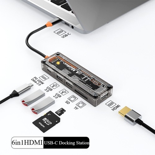 Cyberpunk Style Transparent Docking Station HDMI VGA USB-C for Tablet Laptop PC - 第 28/32 張圖片