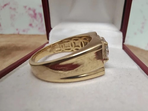 14k Yellow Gold Round Cut Natural Diamond Men's Wedding Ring DGLA Certified - Picture 5 of 14