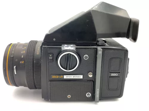 Bronica Sq-a 6x6 camera with lens and 220 film back.