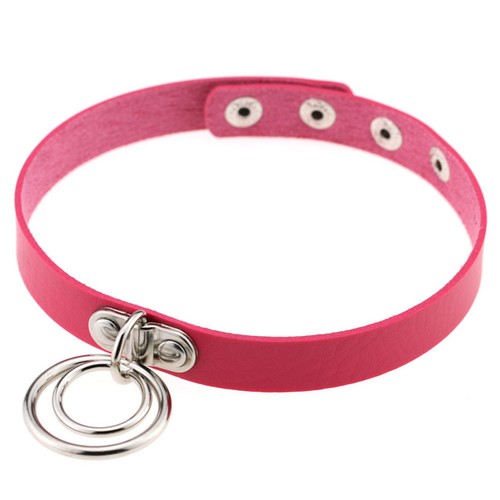 Womens Choker Collar Necklace Double Ring O Leather Gothic Punk Bracelet Gift UK - Picture 12 of 15