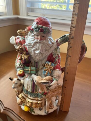 Fitz &Floyd Enchanted Holiday Christmas Santa Claus Pot NIB - Picture 2 of 4