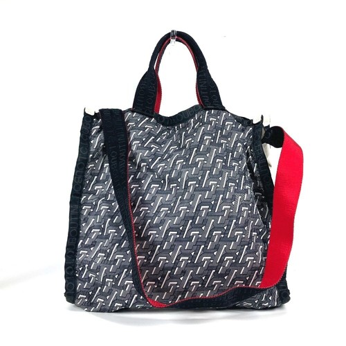 Christian Louboutin logo 2WAY Hand Bag Tote Bag Shoulder Bag Red/Black x White - Picture 2 of 20