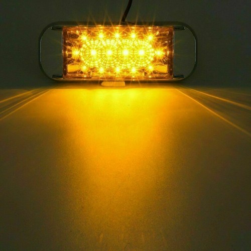 4x Amber 6" 16 LED Reflector Rectangular Marker Clearance Light w/ Chrome Bezel - Picture 2 of 7