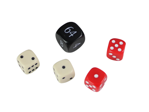 Ersatz Backgammon Würfel Set - Schwarzer Doppelwürfel - Rot & Creme Würfel - Bild 1 von 2