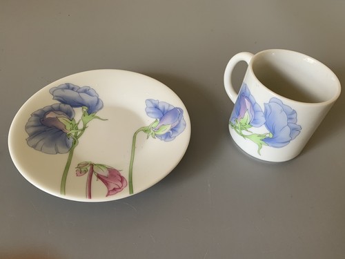 Sweet Pea Porzellan Demi Tasse Expresso Tasse und Untertasse Set Voila Toscany Coll - Bild 2 von 2