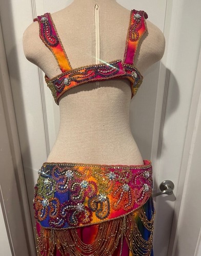 Beautiful Two Piece Rainbow Tie Dye Belly Dance Costume - Picture 5 of 9