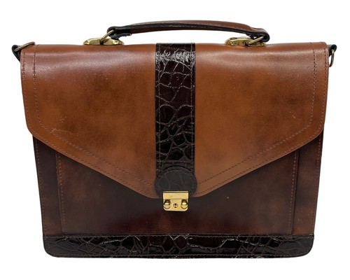 RARE VTG Caiman Alligator & Leather Locking Briefcase Document Satchel 12 x 11.5