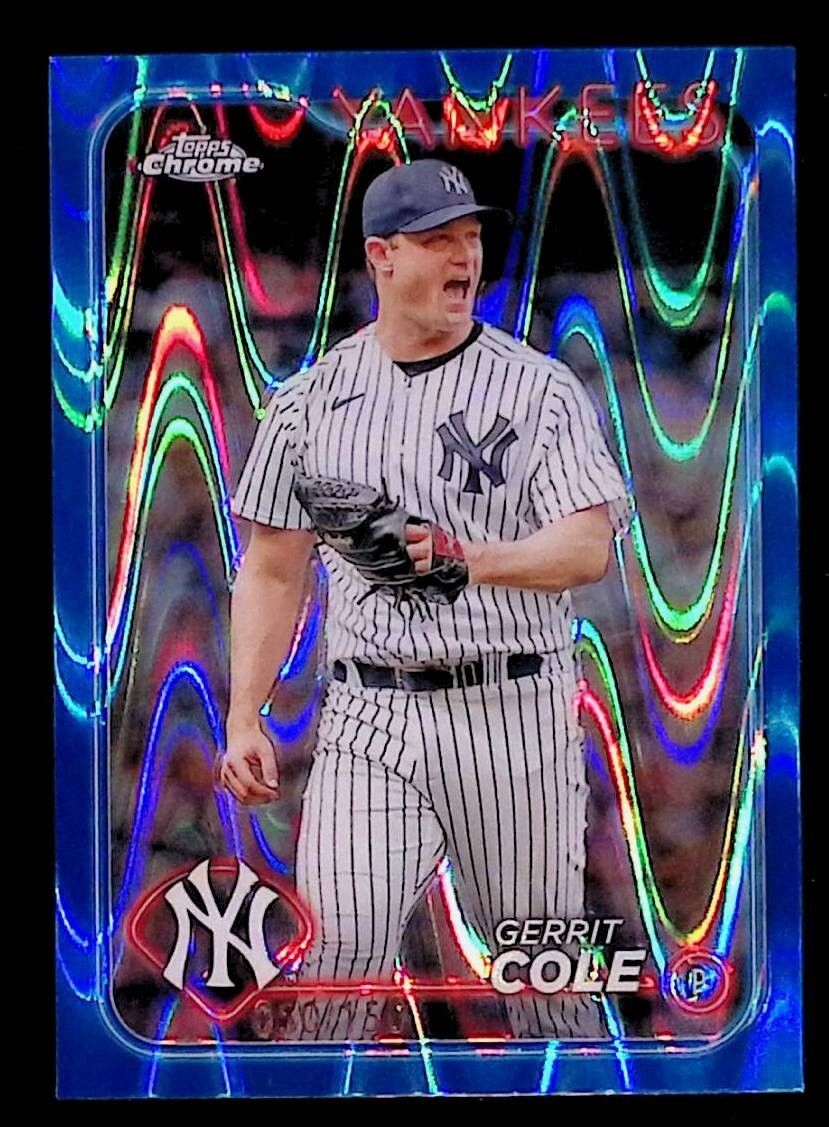 Gerrit Cole 2024 Topps Chrome Blue Raywave Refractor #164 50/150