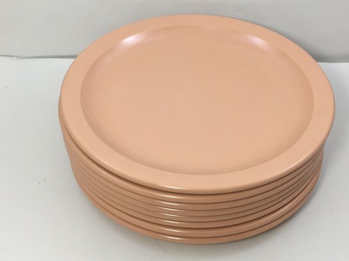 8 Vintage DALLAS WARE P-42 CORAL PINK MELAMINE MELMAC 7 1/8" PLATES USA - Picture 1 of 4