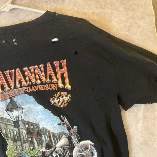 T-shirt Harley Davidson Furst of A Kind da uomo grande nera manica corta distrutta - Foto 12 di 14