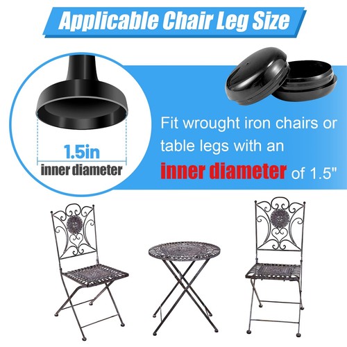 36 Pack 1.5 Inch Wrought Iron Patio Furniture Feet Glides Cups for Metal Chairs - Picture 6 of 7