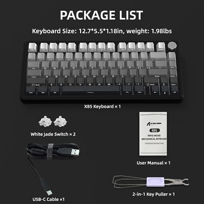 ATTACK SHARK AK832 Laag Profiel Mechanisch Toetsenbord, Ultraslank TKL Draadloze Gaming Toetsenbord met 75% Pakking, BT/2.4G/Wired, 20 Backlit, 83 Key, Opgerolde USB C-kabel voor Mac/Win-Red Switch ATTACK SHARK AK832 Laag Profiel Mechanisch Toetsenbord, Ultraslank TKL Draadloze Gaming Toetsenbord met 75% Pakking, BT/2.4G/Wired, 20 Backlit, 83 Key, Opgerolde USB C-kabel voor Mac/Win-Red Switch