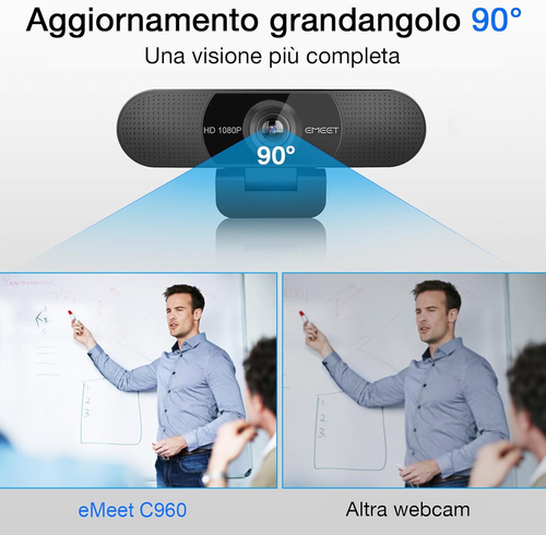 EMEET Full HD Webcam - C960 1080P Webcam Con Doppio Microfono, 90° Streaming Vid - Foto 3 di 12