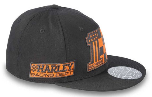 HARLEY-DAVIDSON Authentic Flatbill Hat 97607-24VM Black Fitted 7 3/8" NWT $35 - Picture 3 of 6