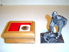 RICKER PEWTER MUSIC BOX Clown & Dog THOMAS 8" tall MINT in BOX: NEVER DISPLAYED — photo 2
