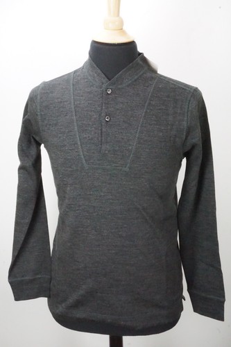 Eidos Long Sleeve Henley Gray 100% Wool Long Sleeve Shirt Pullover Sz M NEW - Picture 5 of 6