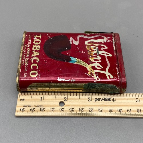 Lata de bolsillo de tabaco de terciopelo 1910 antigua vintage lata vertical Liggett & Myers - Imagen 12 de 12