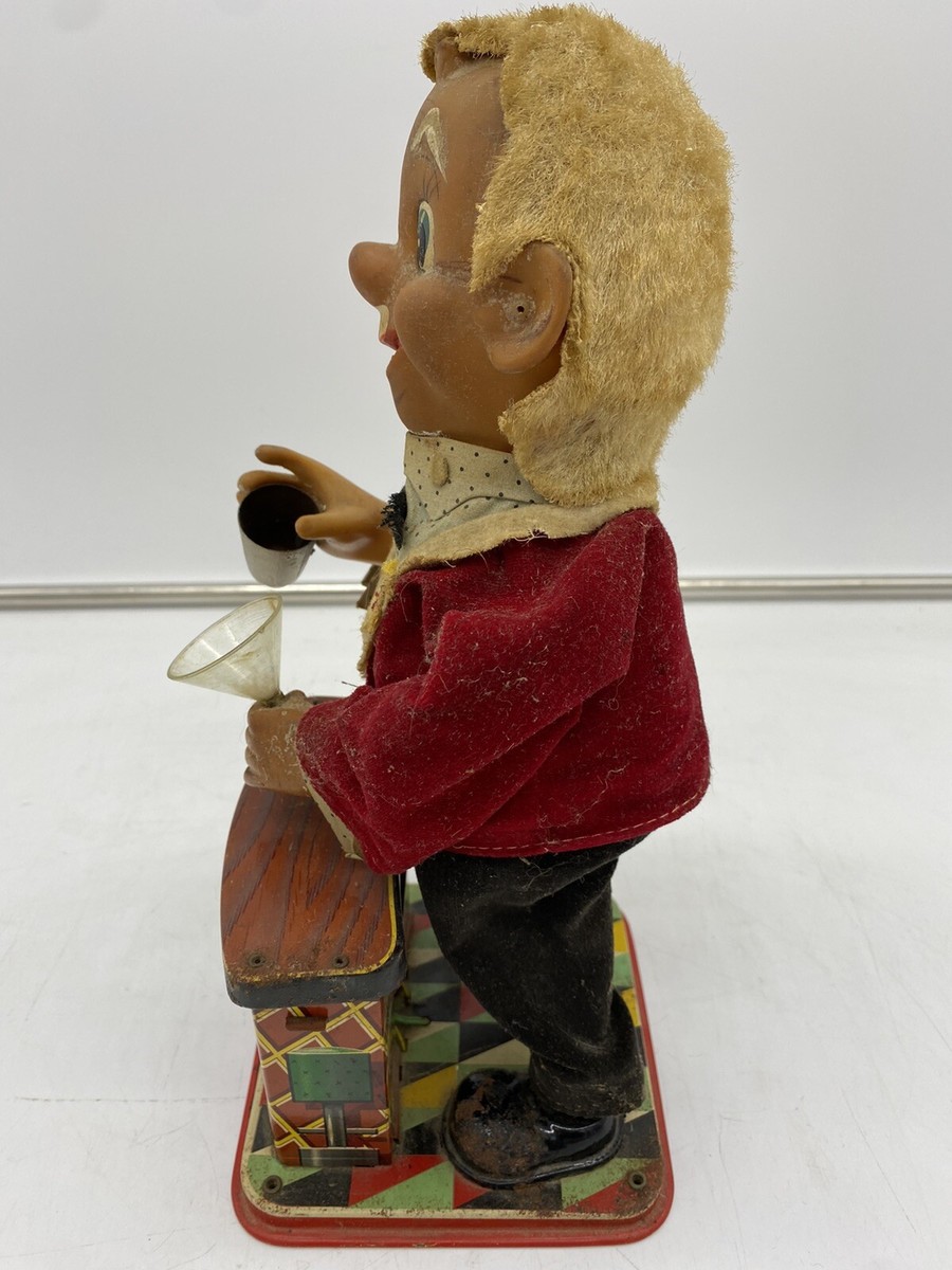 Vintage Smoking Bartender Tin Rosko Toys Battery Operated Vintage Smoking Bartender Tin Rosko Toys Battery Operated