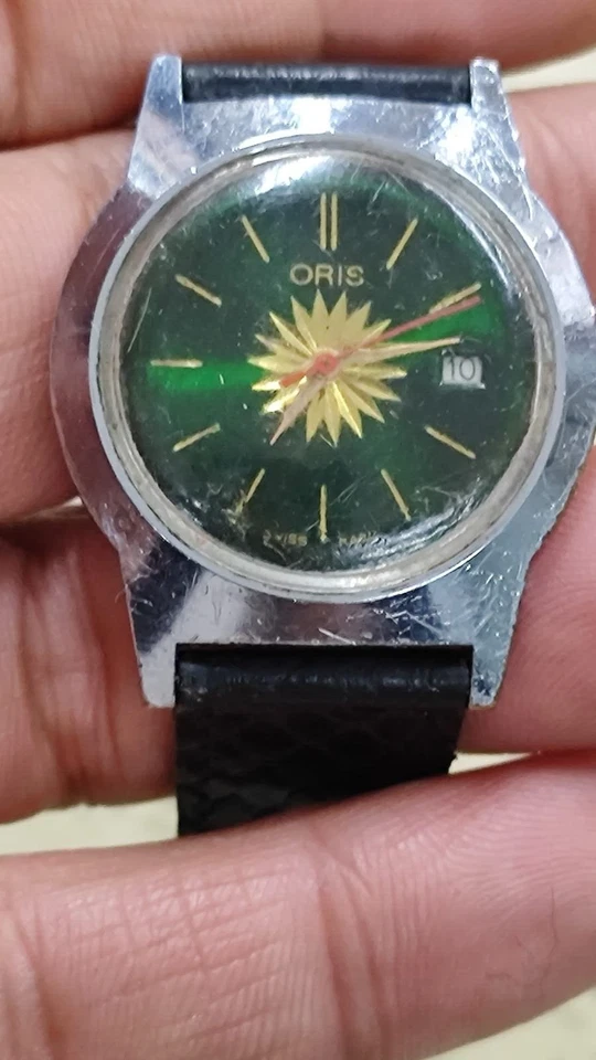 ery Raer Vintage ORIS  Cal715 Green Dial Working - Image 2 of 4