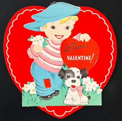 Vintage VALENTINSTAG Karte Schulpapier Valentinstag Vintage Ephemera LIEBESKARTE - Bild 1 von 4