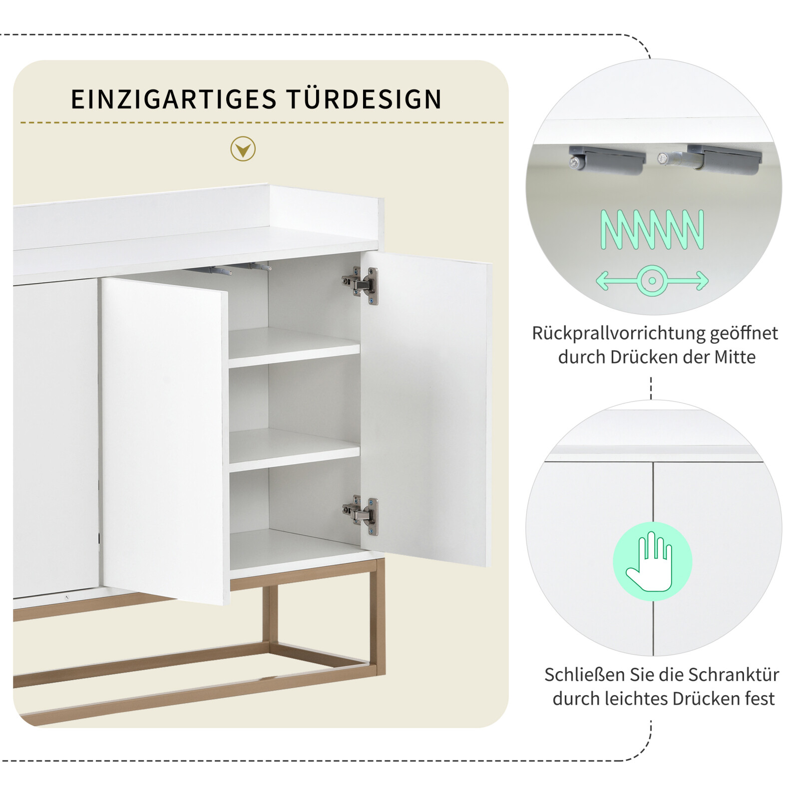 Modern Stil Sideboard Anrichte Buffet Kommoden mit 4 Türen Wohnzimmerschrank