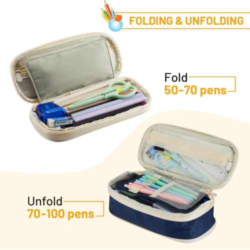 Large Capacity Pencil Case Pouch, Cute Aesthetic Big Capacity Zipper Pencil Case - Picture 3 of 12
