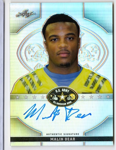 2015 MALIK DEAR Leaf METAL Army All-American Bowl Autograph REFRACTOR - Bild 1 von 2