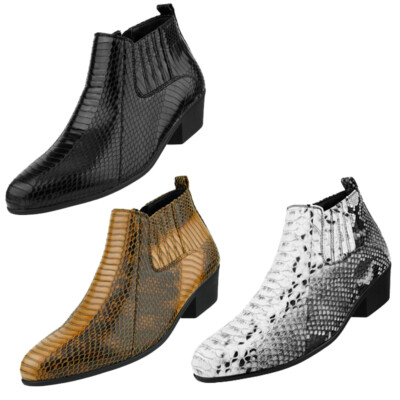 Mens Dress Boots Mens Fashion Boots Mens Ankle Boots Realistic Snake Print eBay