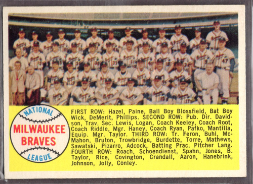 1958 Topps Set-Break #377 Milwaukee Braves como nuevo *Jaysace* - Imagen 1 de 2