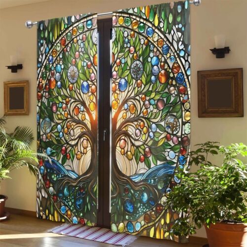 2 Panels 3D Colorful Tree of Life Curtains Window Drapes for Bedroom Living Room - Picture 36 of 44