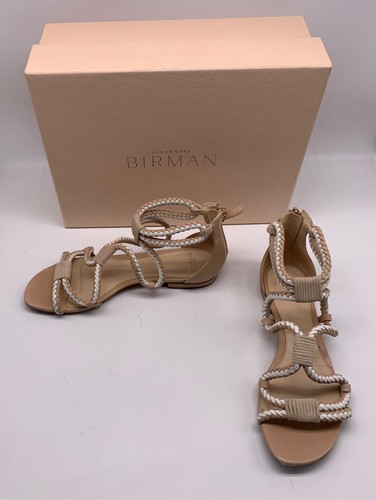 Alexandre Birman Beige White Braided Gladiator Sandals sz 37.5 us 7.5 - Picture 1 of 6