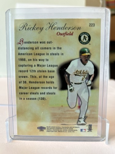 1999 Fleer Ultra Season Crowns #223 Rickey Henderson Oakland Athletics - Picture 2 of 2