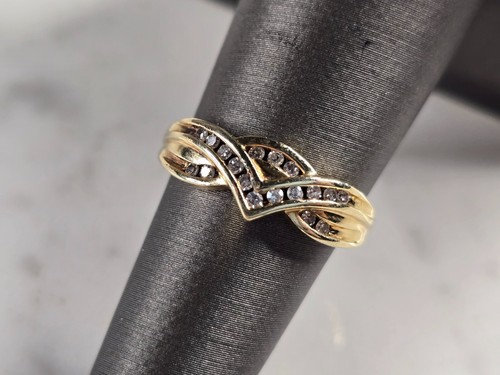Womens Vintage Estate 10K Yellow Gold Diamond Ring 2.5g E7833