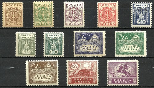 POLAND 1919 MARKEN ISSUE Fi.85-96 ** FULL SET NH ** - Photo 1 sur 2