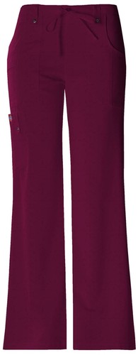 Dickies Women's Size Xtreme Stretch Flare Leg Drawstring Srubs Pant, D-Wine, - Picture 2 of 6