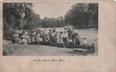 #ad Sodus Eau Claire Michigan Ox Bow Resort Berrien County Oxbow Hotel Postcard H8 $135.00