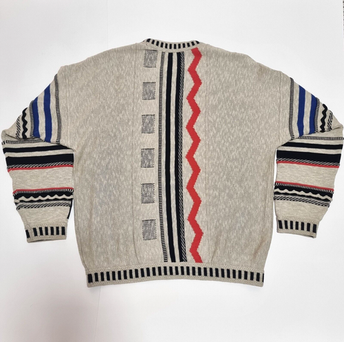 Amazing CARLO COLUCCI Knit Sweater "Coogi style" Retro Rap 50 M L Vintage 90s - Picture 3 of 21