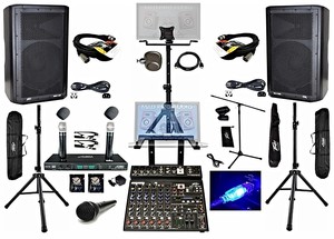 PRO-AUDIO-SYSTEM-PEAVEY-POWERED-SPEAKER-SYSTEM-KARAOKE-LAPTOP-HOOKUPS-DJ-BAND-PA
