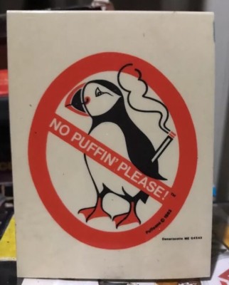 NO SMOKING SIGN TOBACCIANA Please no puffin penguin Alaska Kiana figurine  statue | eBay