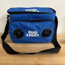 BUD LIGHT Blue Soft Cooler With Built in Bluetooth Speaker Portable Rechargeable