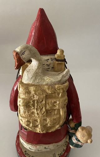 1988 House of Hatten 16” Santa W/ Goose In Basket Teddy Bear - Picture 4 of 9