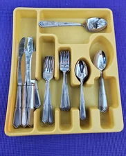 Lot of 49-Rogers Co. Stanley Roberts CRESTVU Stainless FORKS SPOONS KNIVES