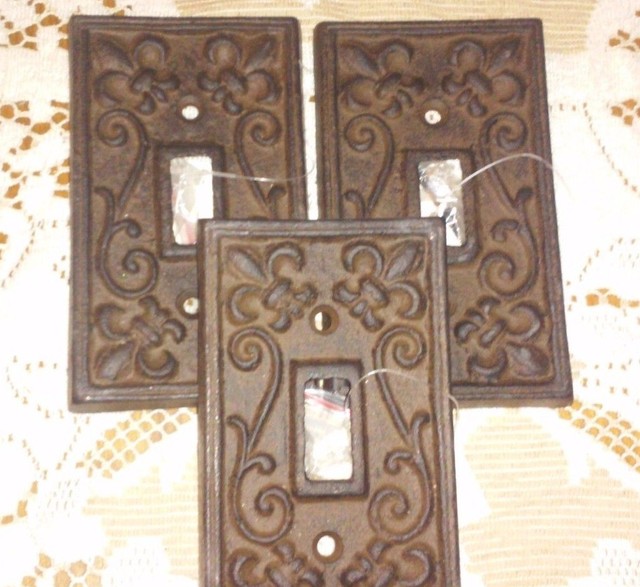 Set Of 3 Cast Iron French Fleur De Lis Electric Light Switch Plate Set Of 3 Cast Iron French Fleur De Lis Electric Light Switch Plate Cover Single