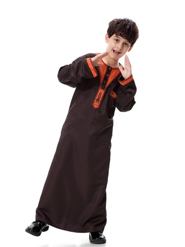 Niños Niños Thobe Jubba Thoub Abaya Musulmanes Niños Bata Dishdasha Árabe Dubai Kaftan - Imagen 36 de 66