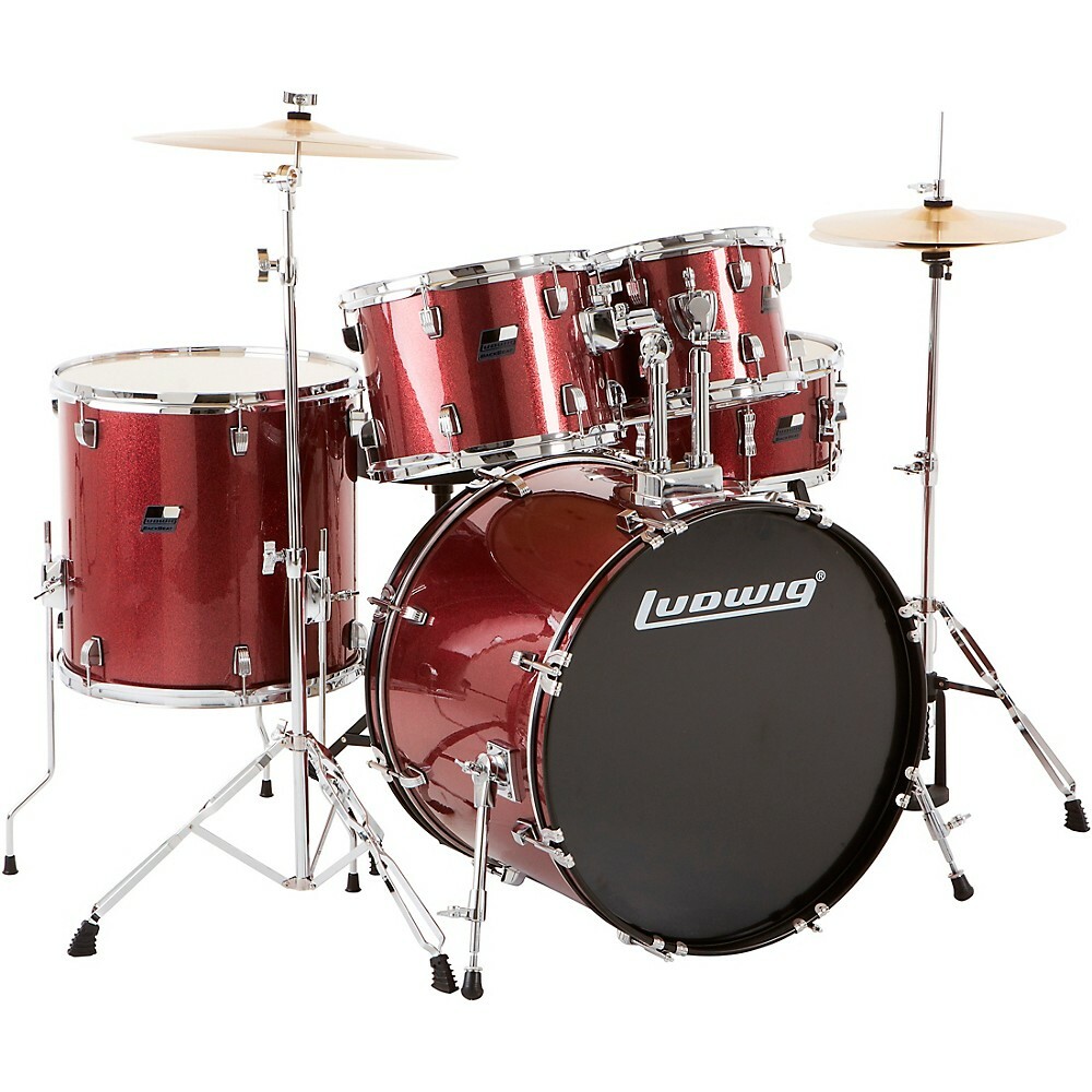 Ludwig Backbeat Complete 5-Piece ударная установка с оборудованием, тарелки Wine Red Sparkle