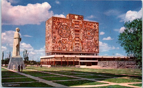 Postkarte Die Zentralbibliothek der Universität von Mexiko