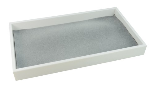 White Stackable 1.5 Inch Deep Plastic Presentation Tray w/ Choice of Display Pad - Picture 25 of 27