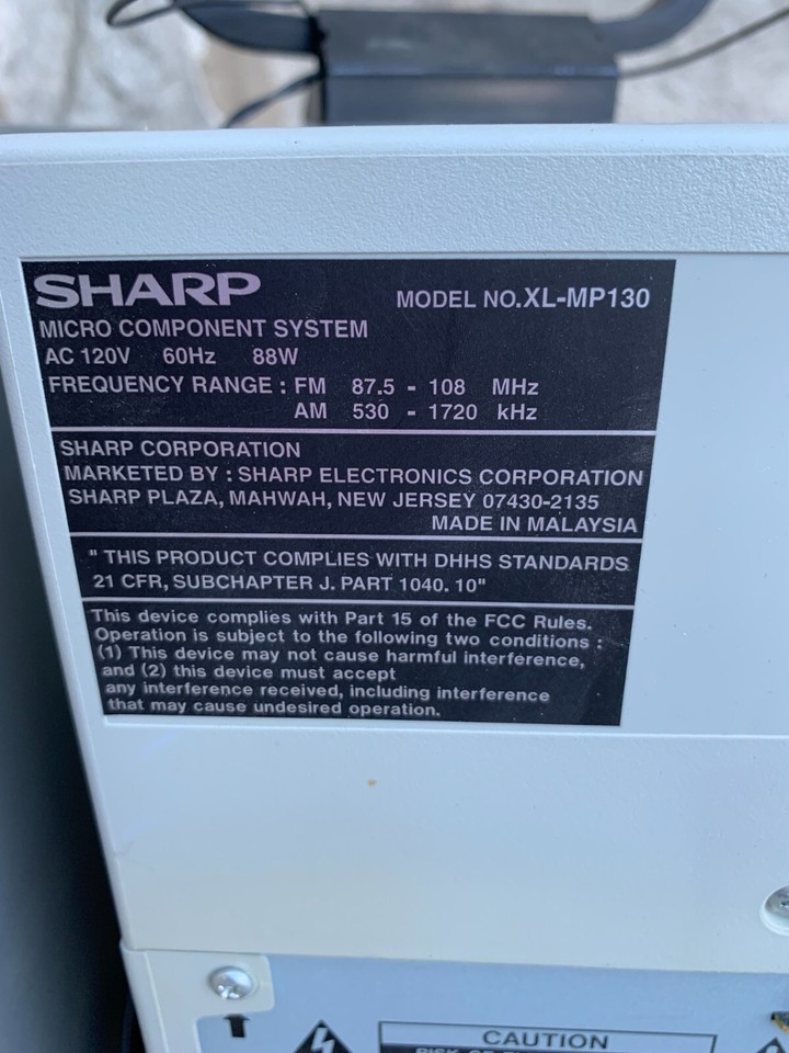 Sharp XLMP130 VTG Micro Component Stereo System Tuner Cassette & 5 CD